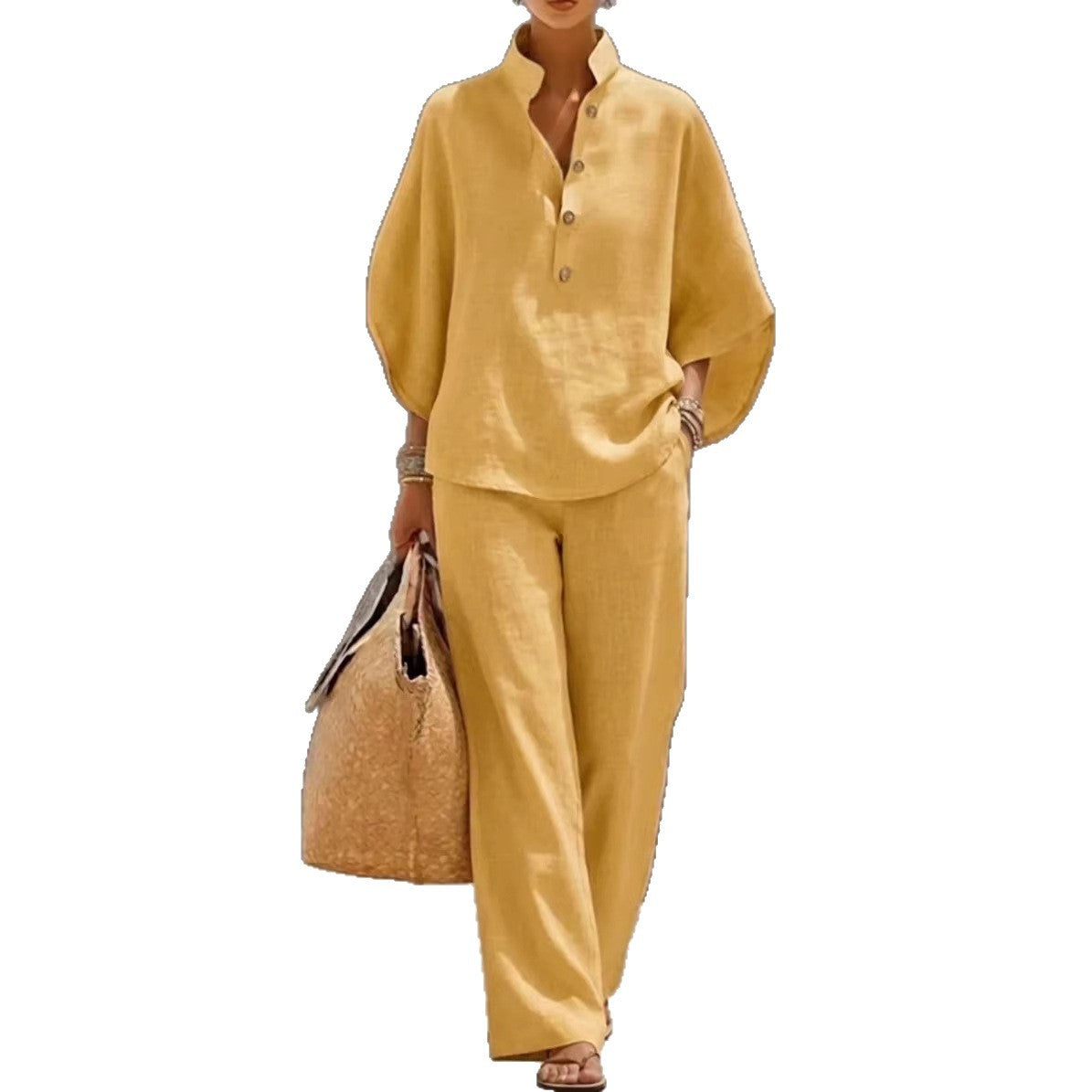 Ensemble en lin élégant au design moderne et confortable et à la touche luxueuse