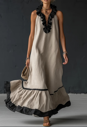Robe longue en lin style vacances