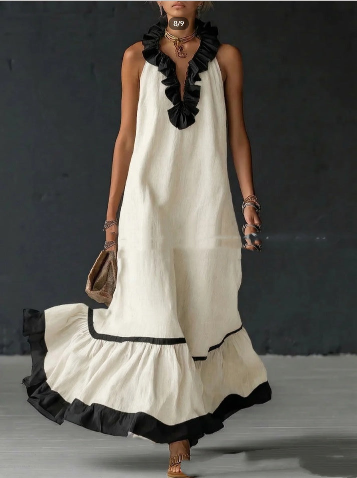 Robe longue en lin style vacances