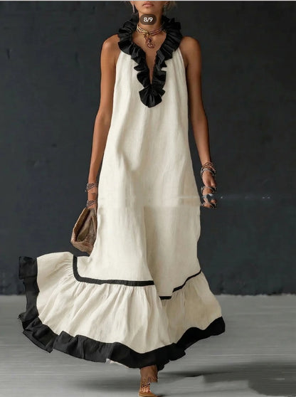 Robe longue en lin style vacances