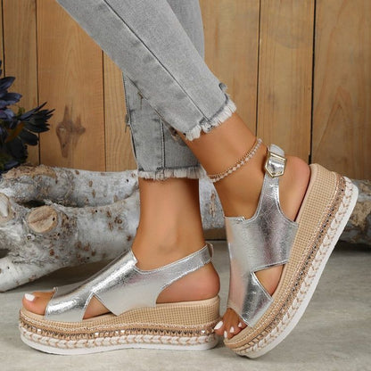 Sandales Compensées Confortables à Plateforme pour Femme