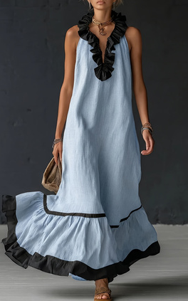 Robe longue en lin style vacances