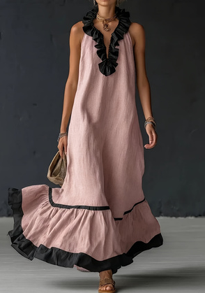 Robe longue en lin style vacances