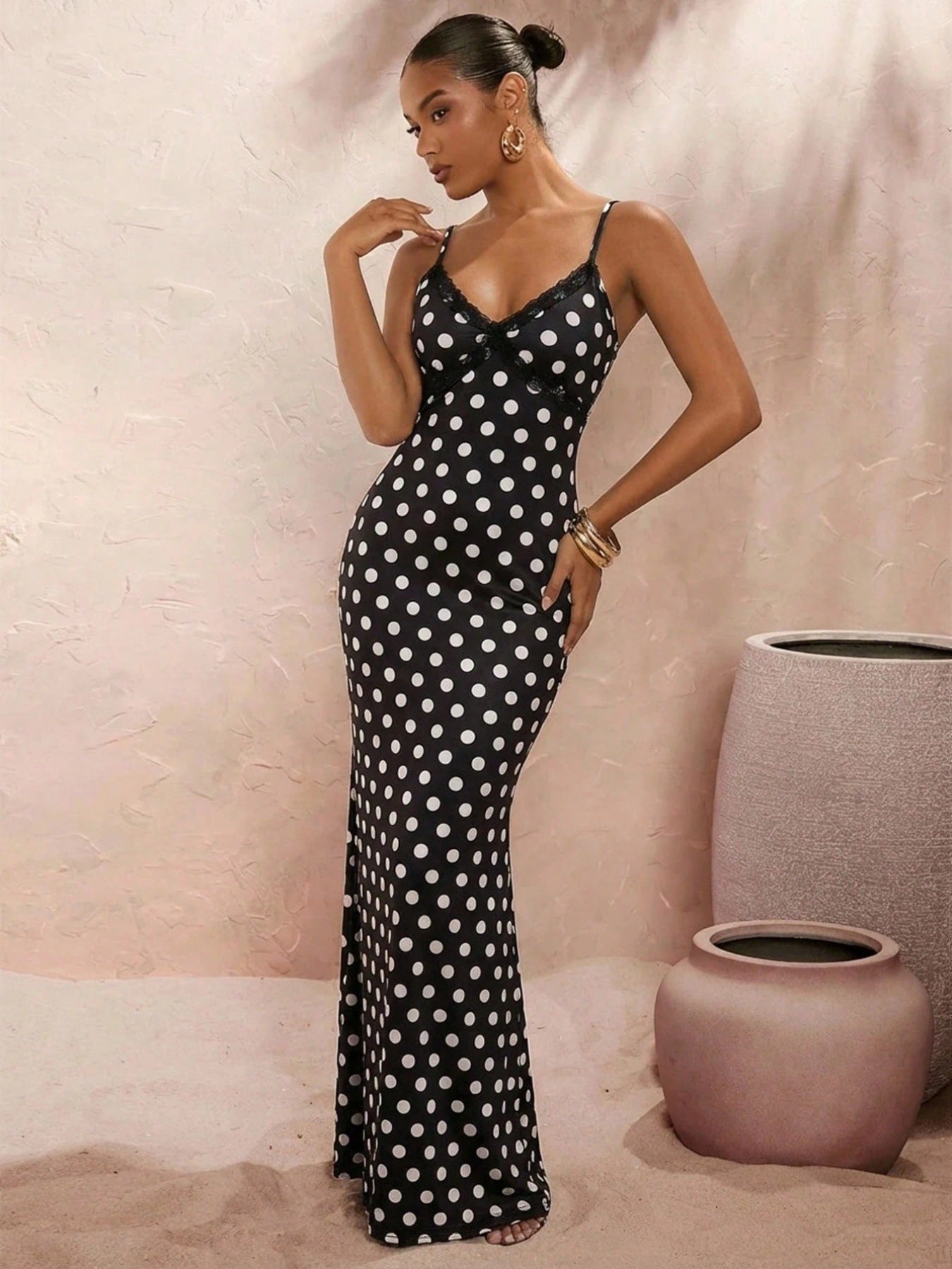 Robe nuisette sexy Longue Léopard Élégante à Bretelles Fines