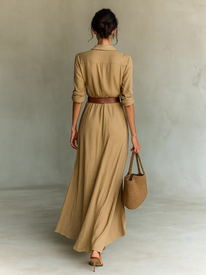 Robe chemise élégante à ceinture et revers