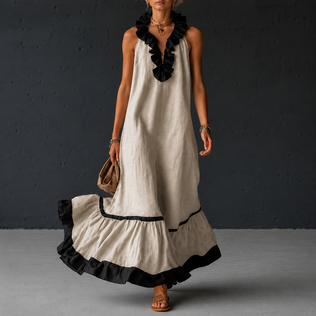Robe longue en lin style vacances