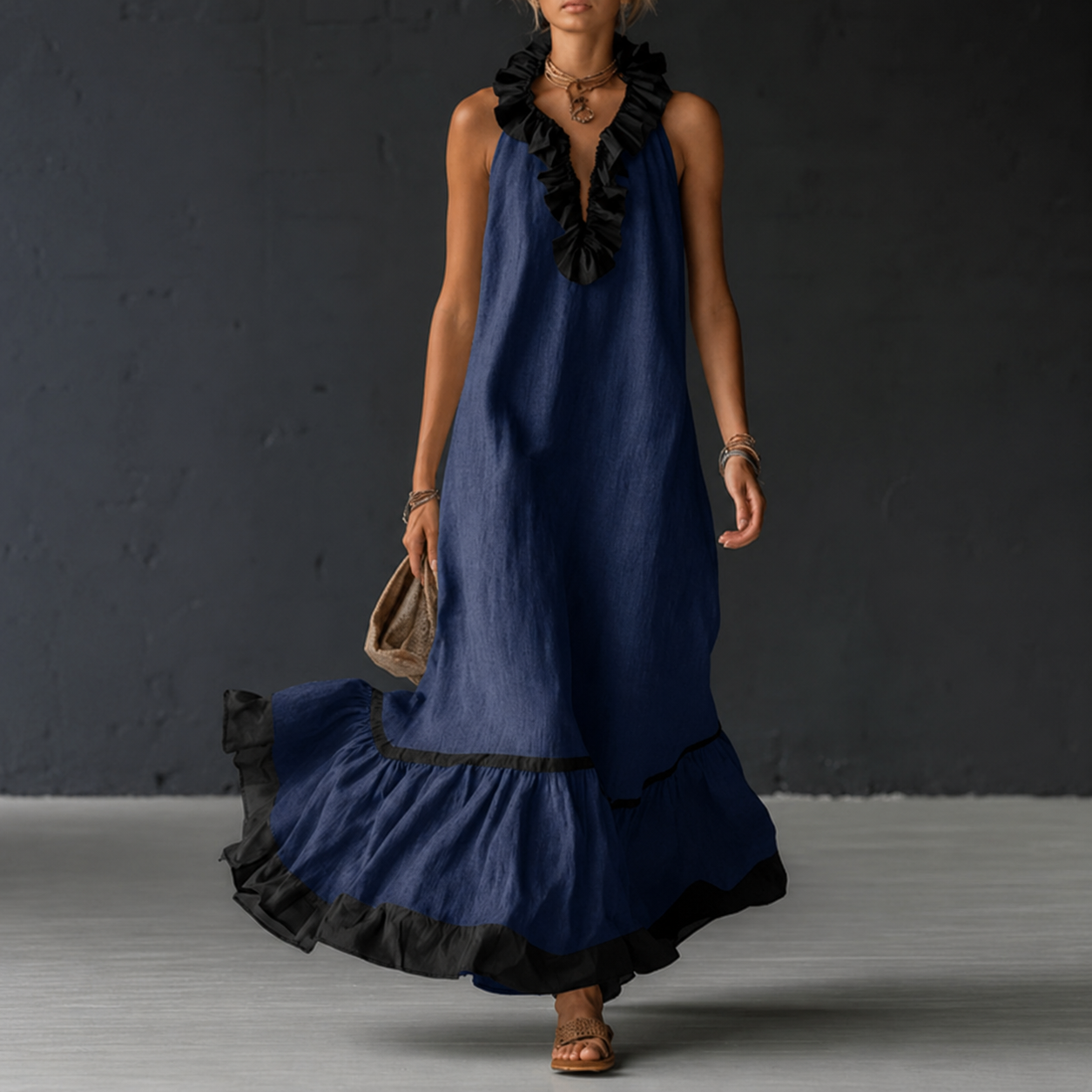 Robe longue en lin style vacances