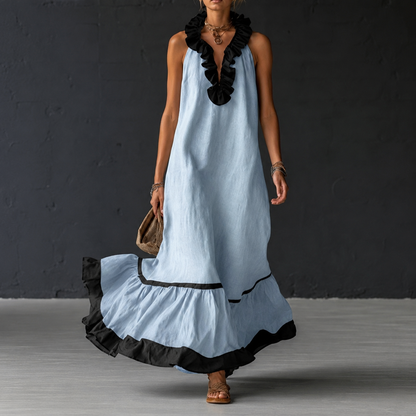 Robe longue en lin style vacances