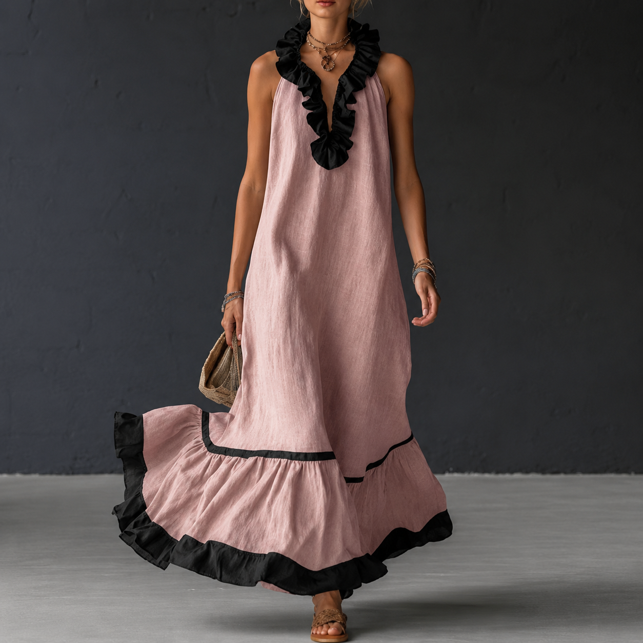 Robe longue en lin style vacances