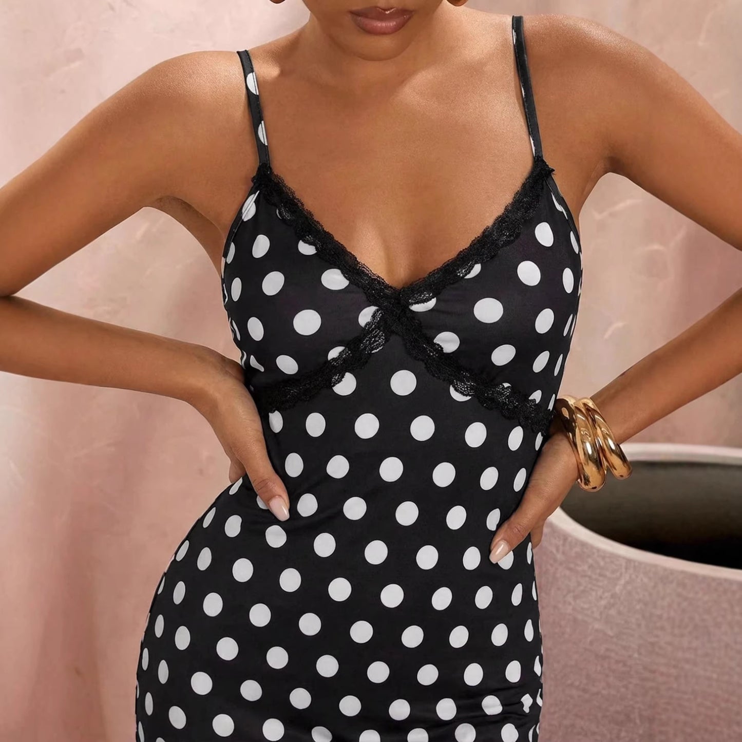 Robe nuisette sexy Longue Léopard Élégante à Bretelles Fines