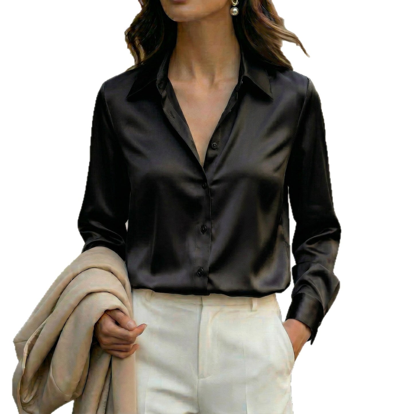 Chemise Élégante à Col et Manches Longues
